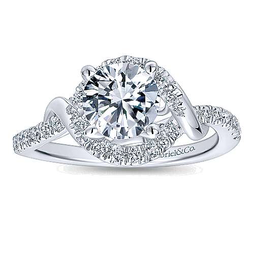 Gabriel & Co. Gigi ER12595R4W44JJ – 14K White Gold Round Halo Diamond Engagement Ring