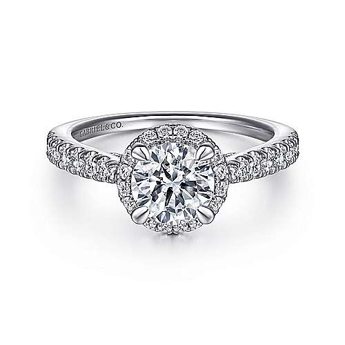 Gabriel & Co. Anise ER12596R4W44JJ – 14K White Gold Round Halo Diamond Engagement Ring