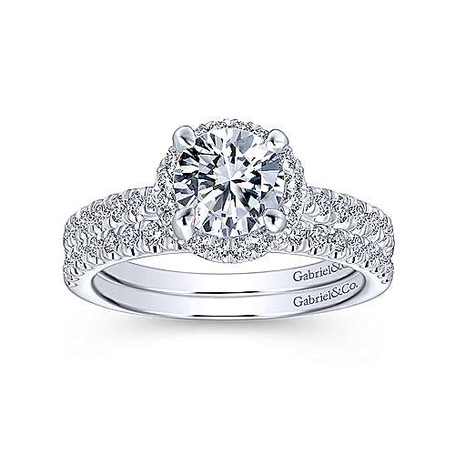Gabriel & Co. Anise ER12596R4W44JJ – 14K White Gold Round Halo Diamond Engagement Ring