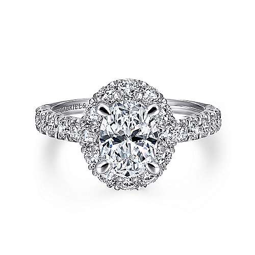 Gabriel & Co. Sutton ER12647O4W44JJ – 14K White Gold Oval Halo Diamond Engagement Ring