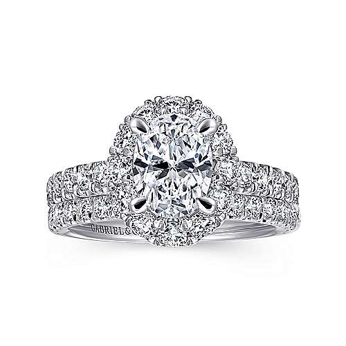 Gabriel & Co. Sutton ER12647O4W44JJ – 14K White Gold Oval Halo Diamond Engagement Ring