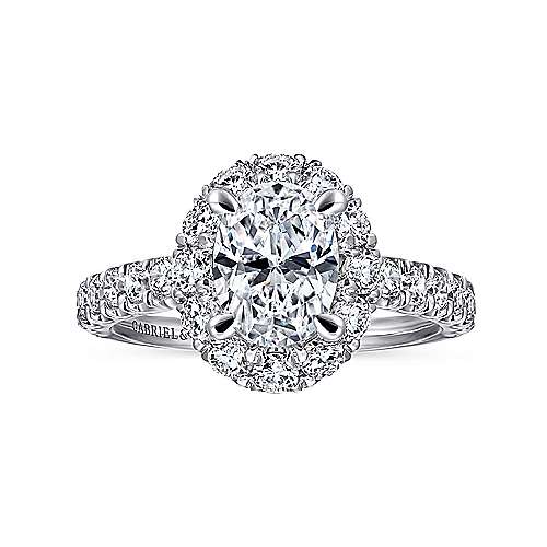 Gabriel & Co. Sutton ER12647O4W44JJ – 14K White Gold Oval Halo Diamond Engagement Ring