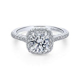 Gabriel & Co. Balsam ER12664R4W44JJ – 14K White Gold Round Halo Diamond Engagement Ring