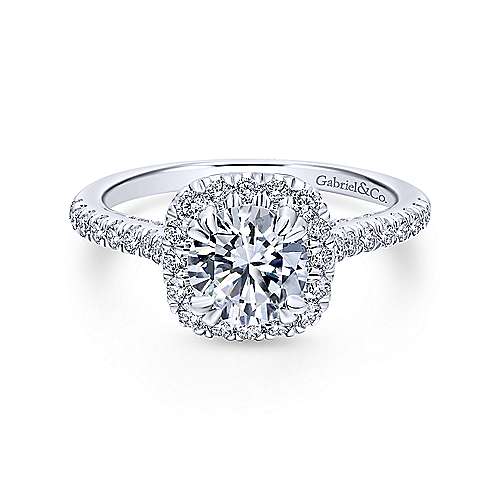 Gabriel & Co. Balsam ER12664R4W44JJ – 14K White Gold Round Halo Diamond Engagement Ring