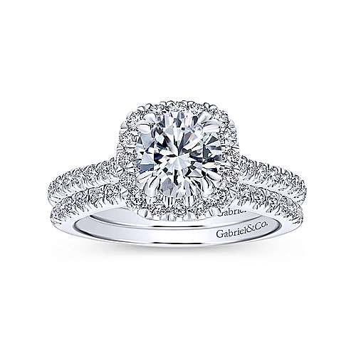 Gabriel & Co. Balsam ER12664R4W44JJ – 14K White Gold Round Halo Diamond Engagement Ring