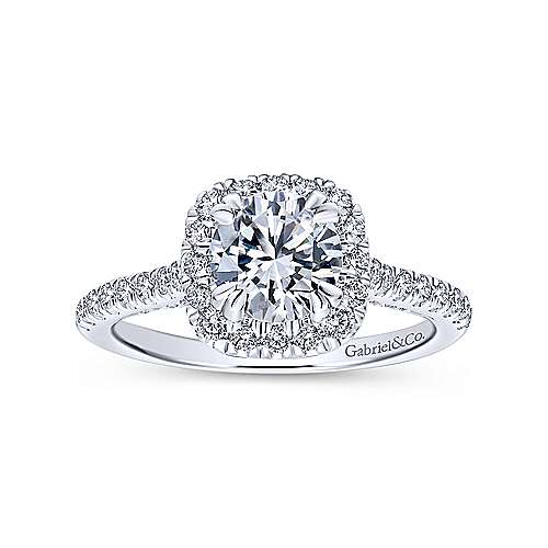 Gabriel & Co. Balsam ER12664R4W44JJ – 14K White Gold Round Halo Diamond Engagement Ring