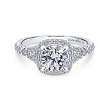 Gabriel & Co. Thyme ER12813R4W44JJ – 14K White Gold Cushion Halo Round Diamond Engagement Ring