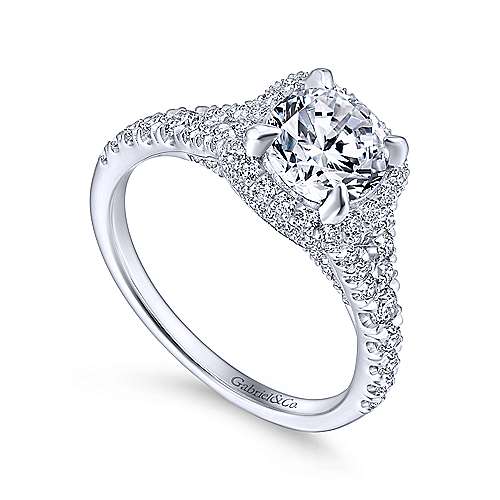 Gabriel & Co. Thyme ER12813R4W44JJ – 14K White Gold Cushion Halo Round Diamond Engagement Ring