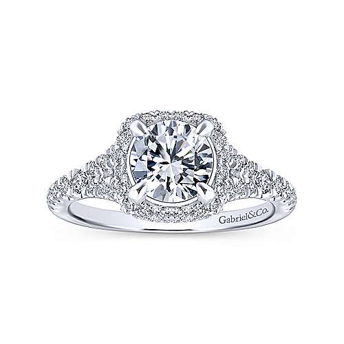Gabriel & Co. Thyme ER12813R4W44JJ – 14K White Gold Cushion Halo Round Diamond Engagement Ring