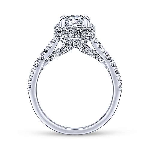 Gabriel & Co. Thyme ER12813R4W44JJ – 14K White Gold Cushion Halo Round Diamond Engagement Ring