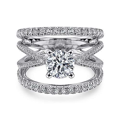 Gabriel & Co. Titania ER12819R4W44JJ – 14K White Gold Round Diamond Engagement Ring
