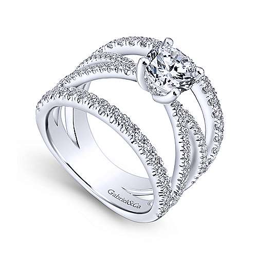Gabriel & Co. Titania ER12819R4W44JJ – 14K White Gold Round Diamond Engagement Ring