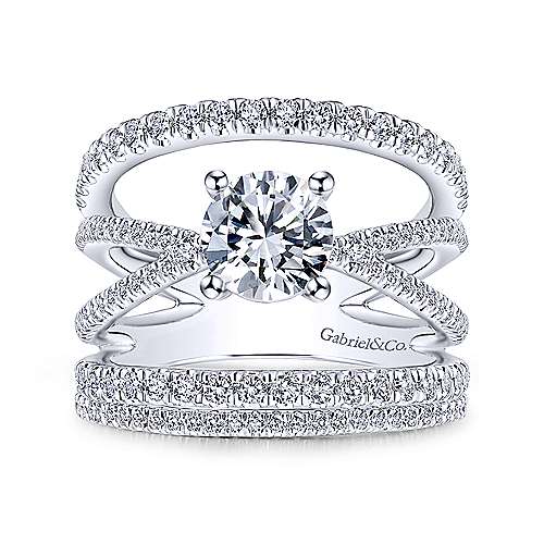 Gabriel & Co. Titania ER12819R4W44JJ – 14K White Gold Round Diamond Engagement Ring