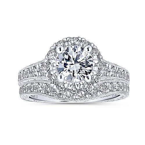 Samantha - 14K White & Rose Gold Round Halo Diamond Engagement Ring (ER12825R4T44JJ)