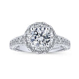 Samantha - 14K White & Rose Gold Round Halo Diamond Engagement Ring (ER12825R4T44JJ)