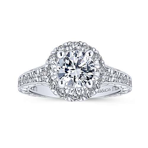 Samantha - 14K White & Rose Gold Round Halo Diamond Engagement Ring (ER12825R4T44JJ)