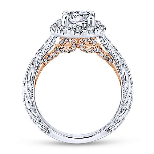 Samantha - 14K White & Rose Gold Round Halo Diamond Engagement Ring (ER12825R4T44JJ)
