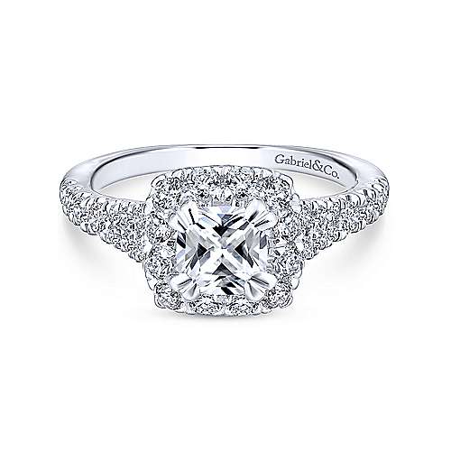 Gabriel & Co. Eliana ER12835C4T44JJ – 14K White-Rose Gold Cushion Halo Diamond Engagement Ring