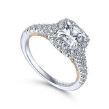 Gabriel & Co. Eliana ER12835C4T44JJ – 14K White-Rose Gold Cushion Halo Diamond Engagement Ring