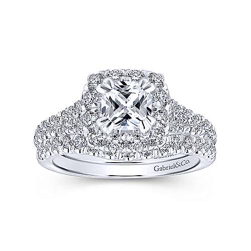 Gabriel & Co. Eliana ER12835C4T44JJ – 14K White-Rose Gold Cushion Halo Diamond Engagement Ring