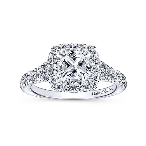 Gabriel & Co. Eliana ER12835C4T44JJ – 14K White-Rose Gold Cushion Halo Diamond Engagement Ring
