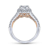 Gabriel & Co. Eliana ER12835C4T44JJ – 14K White-Rose Gold Cushion Halo Diamond Engagement Ring