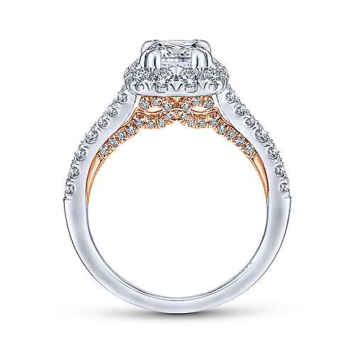 Gabriel & Co. Eliana ER12835C4T44JJ – 14K White-Rose Gold Cushion Halo Diamond Engagement Ring