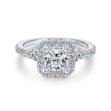Gabriel & Co. Cadence ER12836S4T44JJ – 14K White-Rose Gold Princess Halo Diamond Engagement Ring