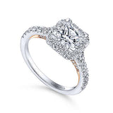 Gabriel & Co. Cadence ER12836S4T44JJ – 14K White-Rose Gold Princess Halo Diamond Engagement Ring