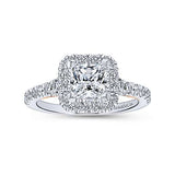 Gabriel & Co. Cadence ER12836S4T44JJ – 14K White-Rose Gold Princess Halo Diamond Engagement Ring