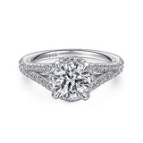 Gabriel & Co. Emely ER12865R6W83JJ – 18K White Gold Hidden Halo Round Diamond Engagement Ring
