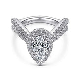 Gabriel & Co. R13661P6W44JJ Madeleine – 14K White Gold Pear Shape Halo Diamond Engagement Ring