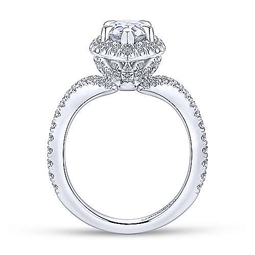 Gabriel & Co. R13661P6W44JJ Madeleine – 14K White Gold Pear Shape Halo Diamond Engagement Ring