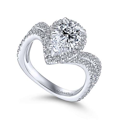 Gabriel & Co. R13661P6W44JJ Madeleine – 14K White Gold Pear Shape Halo Diamond Engagement Ring