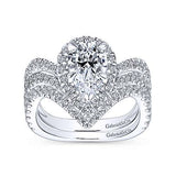 Gabriel & Co. R13661P6W44JJ Madeleine – 14K White Gold Pear Shape Halo Diamond Engagement Ring
