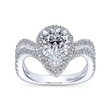 Gabriel & Co. R13661P6W44JJ Madeleine – 14K White Gold Pear Shape Halo Diamond Engagement Ring