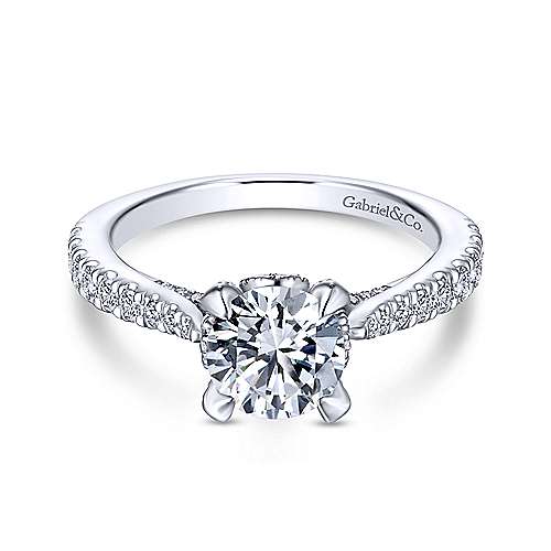 Gabriel & Co. Melina ER13838R4W44JJ – 14K White Gold Round Diamond Engagement Ring