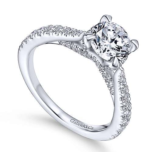 Gabriel & Co. Melina ER13838R4W44JJ – 14K White Gold Round Diamond Engagement Ring