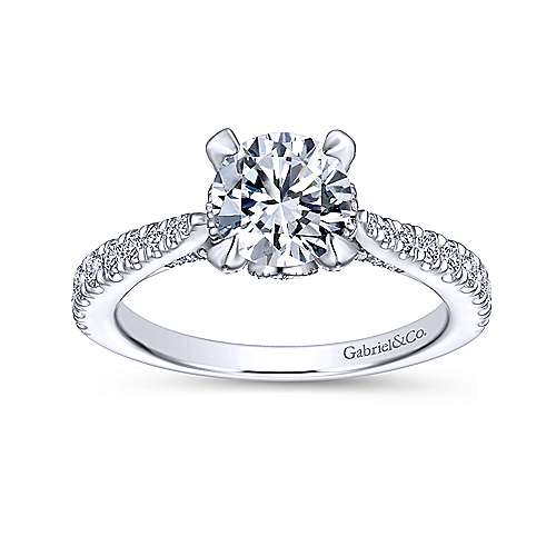 Gabriel & Co. Melina ER13838R4W44JJ – 14K White Gold Round Diamond Engagement Ring