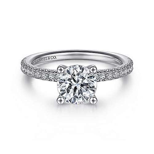 Gabriel & Co. Serenity ER13903R4W44JJ – 14K White Gold Round Diamond Engagement Ring