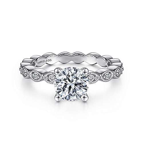 Gabriel & Co. Lula ER13910R4W44JJ – 14K White Gold Round Diamond Engagement Ring
