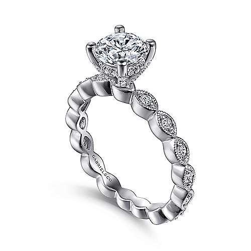Gabriel & Co. Lula ER13910R4W44JJ – 14K White Gold Round Diamond Engagement Ring