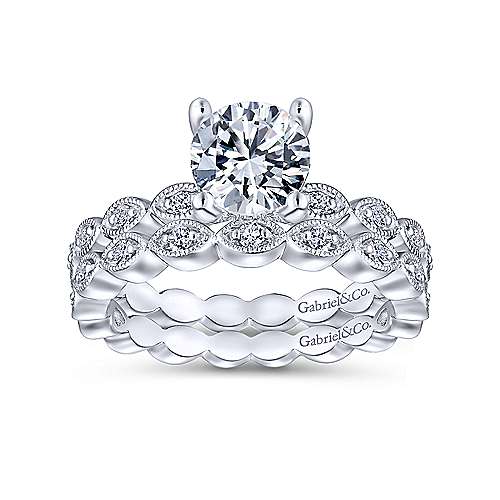 Gabriel & Co. Lula ER13910R4W44JJ – 14K White Gold Round Diamond Engagement Ring