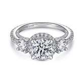 Gabriel & Co. Darla ER13952R6W83JJ – 18K White Gold Round Three-Stone Diamond Engagement Ring