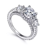 Gabriel & Co. Darla ER13952R6W83JJ – 18K White Gold Round Three-Stone Diamond Engagement Ring