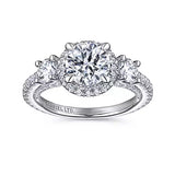 Gabriel & Co. Darla ER13952R6W83JJ – 18K White Gold Round Three-Stone Diamond Engagement Ring