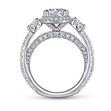 Gabriel & Co. Darla ER13952R6W83JJ – 18K White Gold Round Three-Stone Diamond Engagement Ring