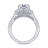 Gabriel & Co. ER14070E6W44JJ Fiora – 14K White Gold Emerald Cut Three-Stone Diamond Engagement Ring