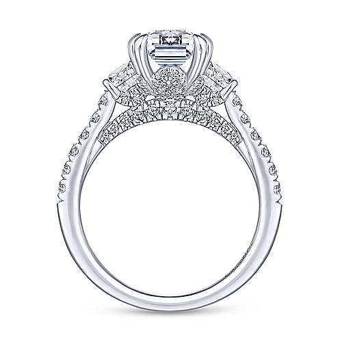 Gabriel & Co. ER14070E6W44JJ Fiora – 14K White Gold Emerald Cut Three-Stone Diamond Engagement Ring