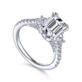 Gabriel & Co. ER14070E6W44JJ Fiora – 14K White Gold Emerald Cut Three-Stone Diamond Engagement Ring